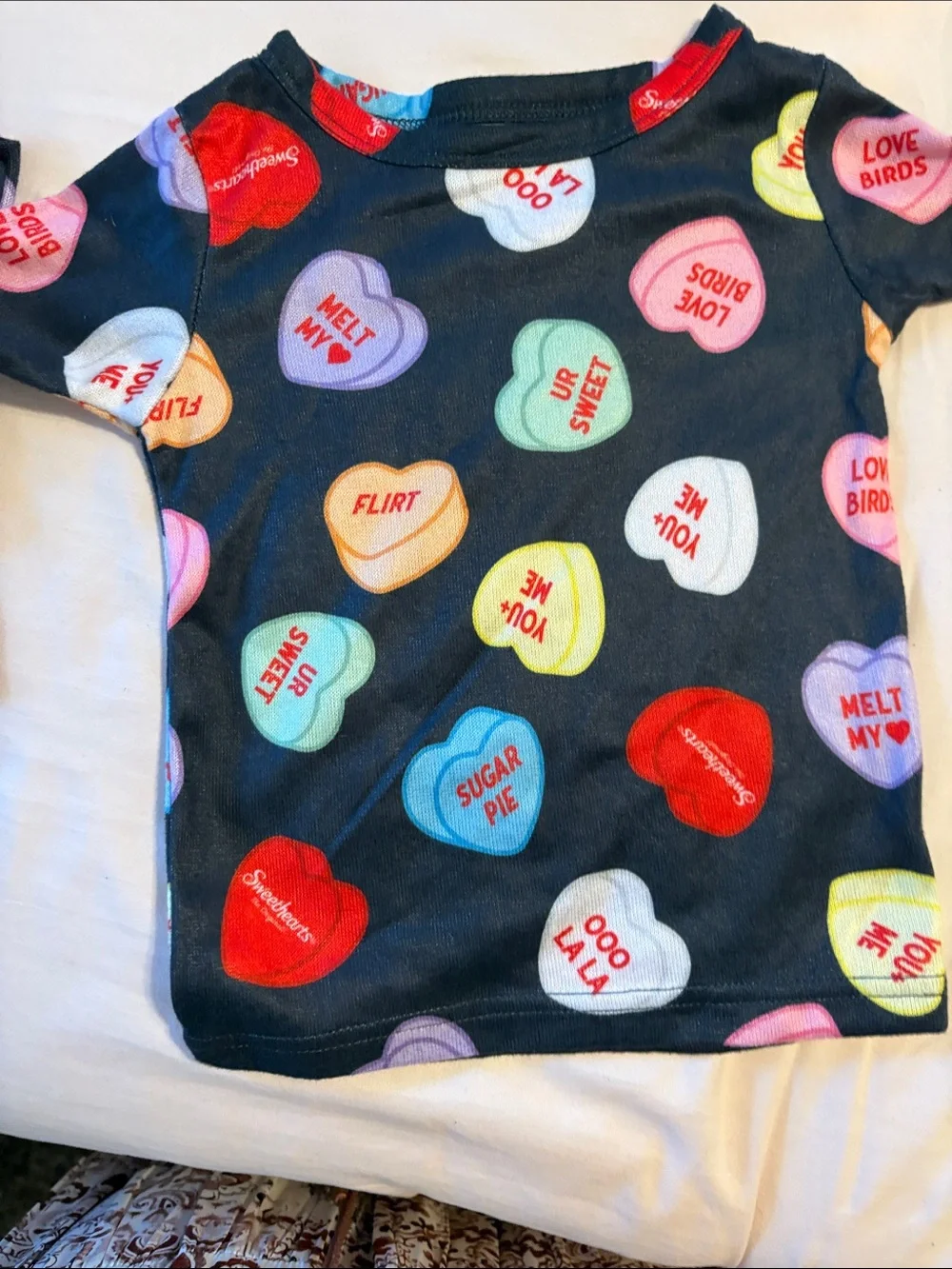 Kids Heart Conversation Candy Pajama Set - blue